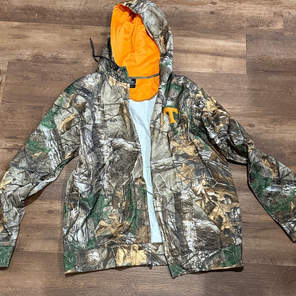 Colosseum Men's Camo Jacket with Orange Hood